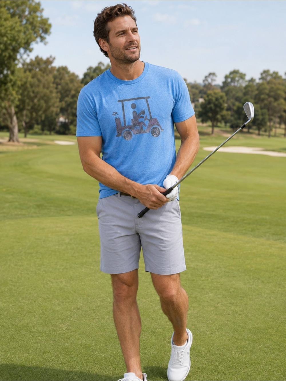 NWOT Travis Mathew Golf Cart Graphic T-Shirt Blue Men’s Size Small